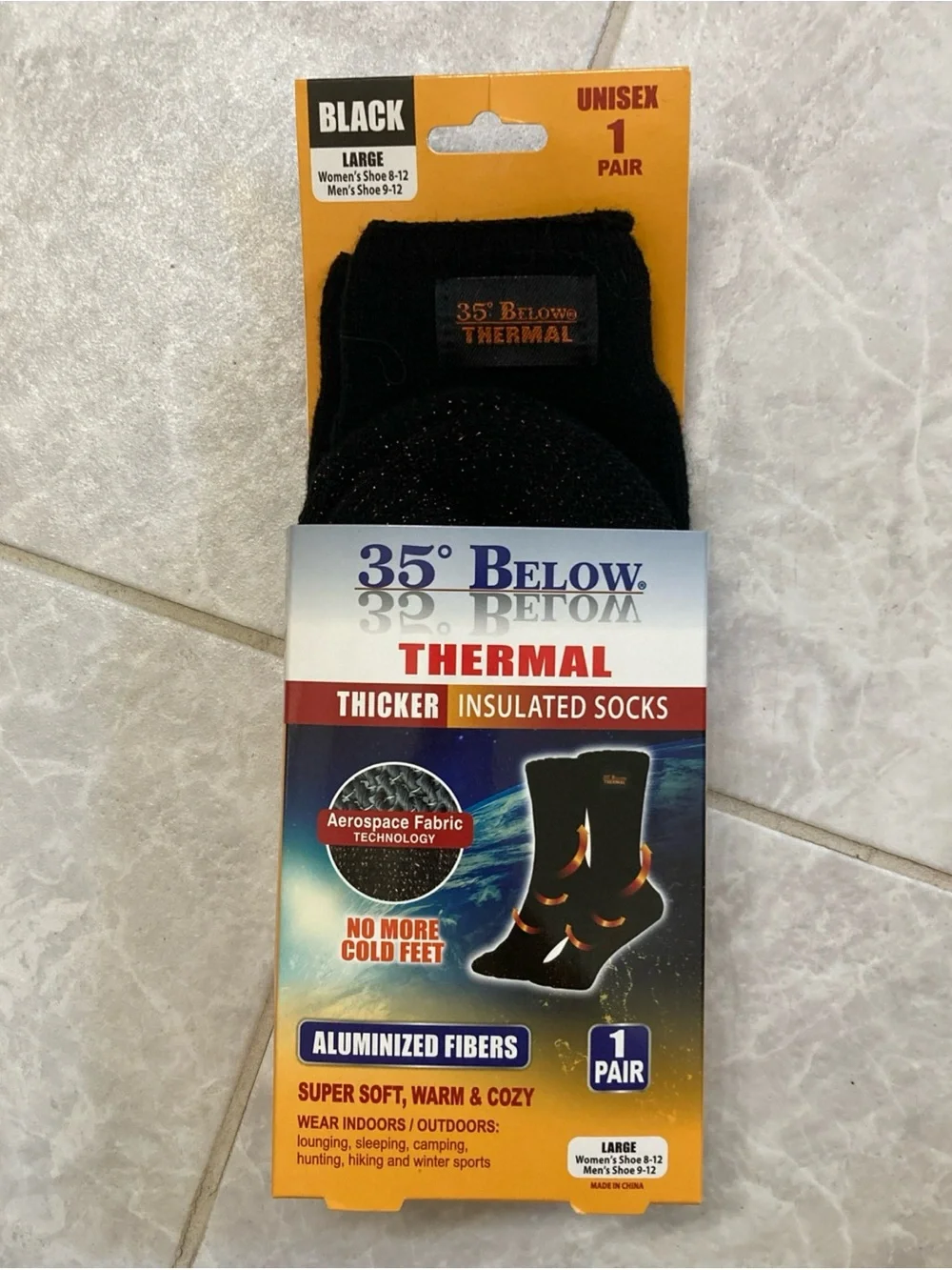 35° Below Thermal Insulated Socks - Black Size Large (1 Pair)